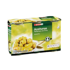 ACEITUNAS RELLENAS DE ANCHOA SPAR 350 GRS. PACK-3