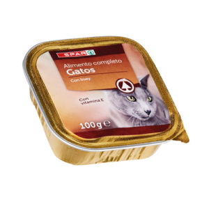 ALIMENTO GATOS CON BUEY SPAR TARRINA 100 GRS.