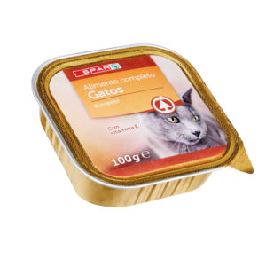 ALIMENTO GATOS CON POLLO SPAR TARRINA 100 GRS.