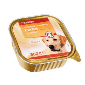 ALIMENTO PERROS CON POLLO SPAR TARRINA 300 GRS.