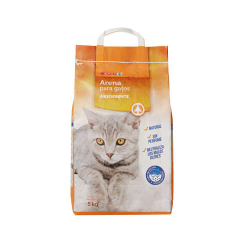 ARENA PARA GATOS ABSORBENTE SPAR 5 KG.