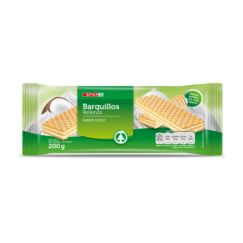 BARQUILLOS RELLENOS DE COCO SPAR 200 GRS.