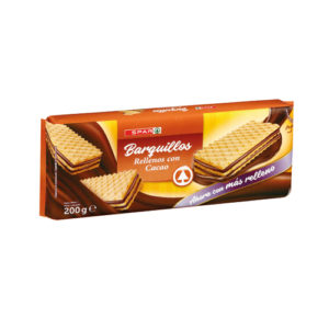 BARQUILLOS RELLENOS CON CACAO SPAR 200 GRS.