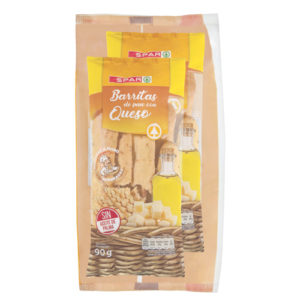 BARRITAS DE PAN CON QUESO SPAR 90 GRS. PACK-2