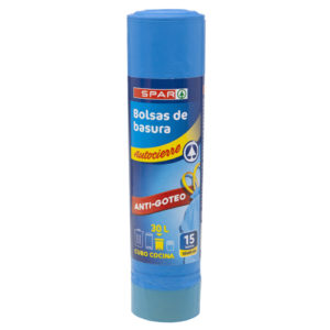 BOLSA BASURA MEDIA DENSIDAD AUTOCIERRE AZUL SPAR 55X60 30 LT. 15 UND.
