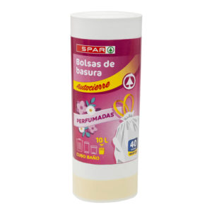 BOLSA BASURA ALTA DENSIDAD AUTOCIERRE PERFUMADA SPAR 45X47 10 LT. 40 UND.