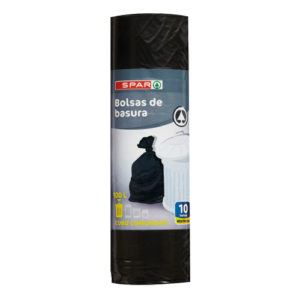 BOLSA BASURA ALTA DENSIDAD AUTOCIERRE NEGRA COMUNIDAD SPAR 85X110 100 LT. 10 UND.