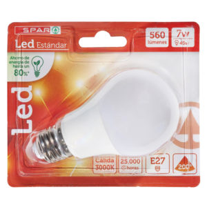 BOMBILLA LED SPAR ESTÁNDAR CÁLIDA 7W E27