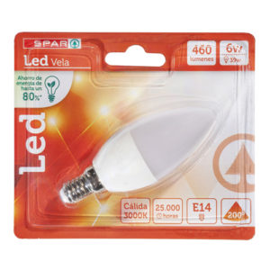 BOMBILLA LED SPAR VELA CÁLIDA 6W E14
