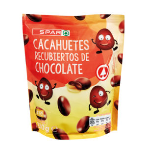 CACAHUETES RECUBIERTOS DE CHOCOLATE NEGRO SPAR 250 GRS.