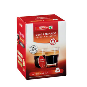 CÁPSULAS CAFÉ DESCAFEINADO SPAR COMPATIBLES DOLCE GUSTO 16 UND.