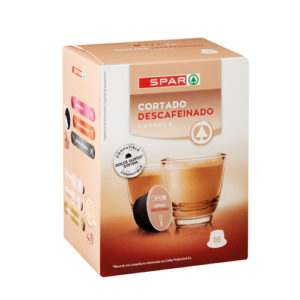 CÁPSULAS CAFÉ CORTADO DESCAFEINADO SPAR COMPATIBLES DOLCE GUSTO 16 UND.