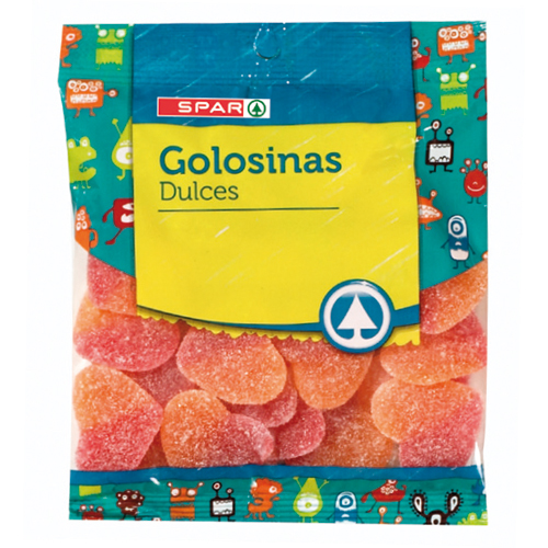 GOLOSINAS CORAZÓN DE MELOCOTÓN SPAR 200 GRS.