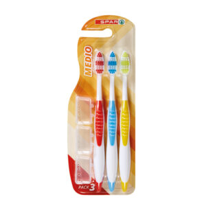 CEPILLO DENTAL MEDIO BIMATERIAL MANGO FLEXIBLE SPAR PACK 3 UND.