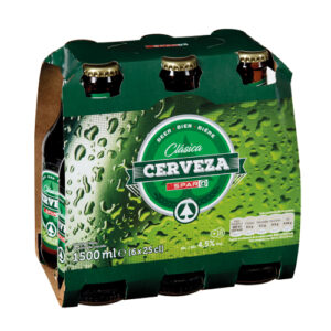 CERVEZA CLÁSICA CON ALCOHOL SPAR BOTELLÍN 25 CL. PACK-6