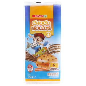 CHOCO-BOLLOS CON PEPITAS DE CHOCOLATE SPAR 6 UND. 240 GRS.