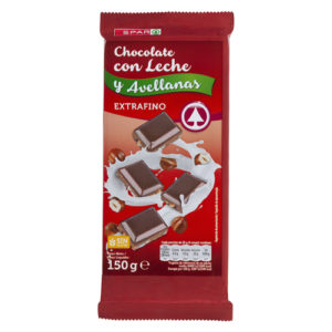 CHOCOLATE CON LECHE Y AVELLANAS EXTRAFINO SPAR 150 GRS.