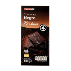 CHOCOLATE NEGRO 72% DE CACAO SPAR 100 GRS.