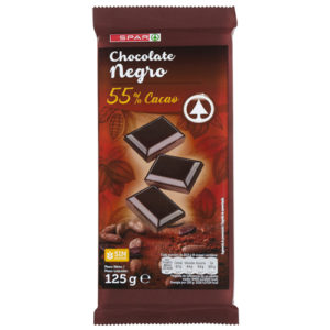 CHOCOLATE NEGRO 55% DE CACAO SPAR 125 GRS.