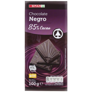 CHOCOLATE NEGRO INTENSO 85% CACAO SPAR 100 GRS.