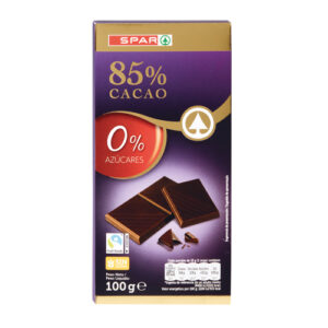 CHOCOLATE NEGRO 85% DE CACAO SIN AZ&Uacute;CAR SPAR 100 GRS.
