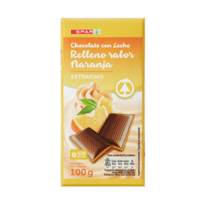 CHOCOLATE CON LECHE RELLENO SABOR NARANJA SPAR 100 GRS.