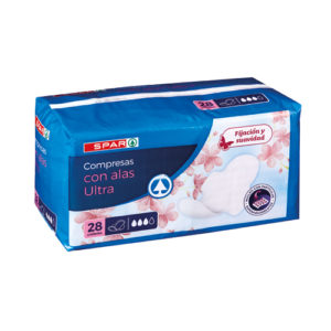 COMPRESA ULTRA CON ALAS SPAR 28 UND.