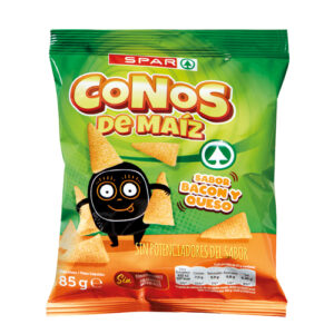 CONOS DE MAÍZ SABOR BACON Y QUESO SPAR 85 GRS.