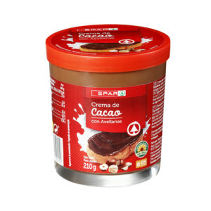 CREMA DE CACAO CON AVELLANAS 1 SABOR SPAR 210 GRS.