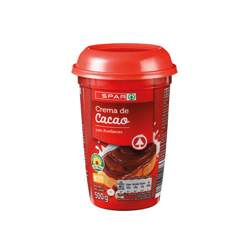 CREMA DE CACAO CON AVELLANAS 1 SABOR SPAR 500 GRS.