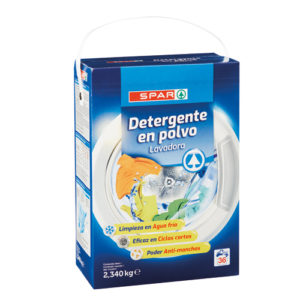 DETERGENTE LAVADORA EN POLVO SPAR 2,340 KG. 36 CACITOS.
