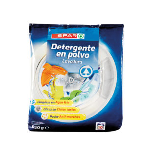 DETERGENTE LAVADORA EN POLVO SPAR BOLSA 650 GRS. 10 CACITOS.