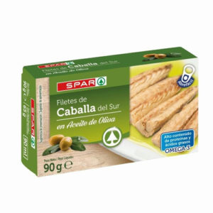 FILETES DE CABALLA DEL SUR SPAR EN ACEITE DE OLIVA LATA 90 GRS. P.N.