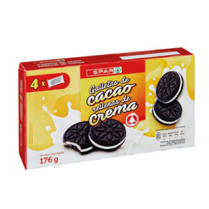 GALLETAS DE CACAO RELLENAS DE CREMA SPAR 176 GRS.