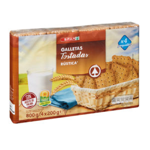 GALLETAS TOSTADAS SPAR 800 GRS. PACK-4 ENVASE FLOWPACK