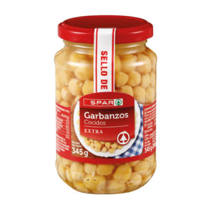 GARBANZOS COCIDOS EXTRA SPAR FRASCO 345 GRS. P.N.