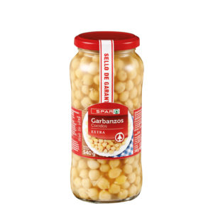 GARBANZOS COCIDOS EXTRA SPAR FRASCO 540 GRS. P.N.