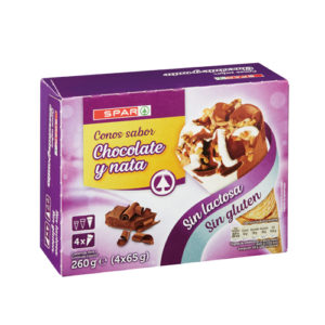 CONOS CHOCOLATE-NATA SPAR SIN GLUTEN NI LACTOSA 4 UND. 65 GRS.