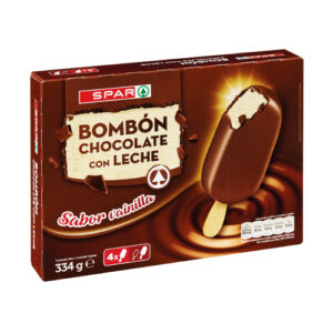 BOMBÓN HELADO CHOCOLATE CON LECHE SPAR 4 UND. 334 GRS.