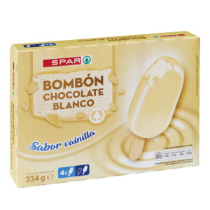 BOMBÓN HELADO CHOCOLATE BLANCO SPAR 4 UND. 334 GRS.