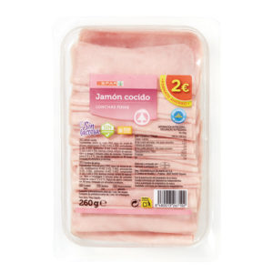 JAMÓN COCIDO SPAR LONCHAS FINAS 260 GRS.