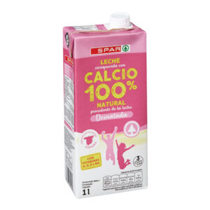LECHE DESNATADA CALCIO 100% SPAR BRIK 1 L. TAPÓN REDONDO
