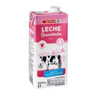 LECHE DESNATADA SPAR BRIK 1 L. TAP&Oacute;N REDONDO