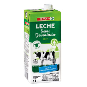 LECHE SEMIDESNATADA SPAR BRIK 1 L. TAP&Oacute;N REDONDO