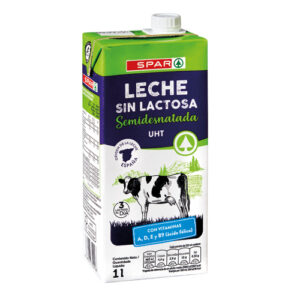 LECHE SEMIDESNATADA SIN LACTOSA SPAR BRIK 1 L. TAP&Oacute;N REDONDO