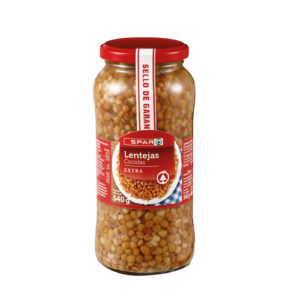 LENTEJAS COCIDAS EXTRA SPAR FRASCO 540 GRS. P.N.