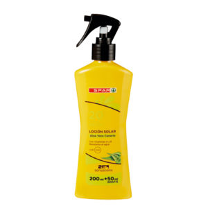 LOCIÓN SOLAR ALOE VERA CANARIO SPAR SENSATIONS FP20 250 ML.