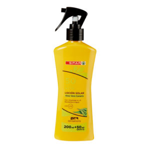 LOCIÓN SOLAR ALOE VERA CANARIO SPAR SENSATIONS FP50 250 ML.