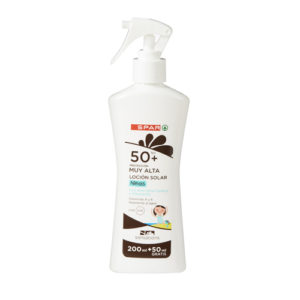 LOCIÓN SOLAR NIÑOS SPAR SENSATIONS FP50+ 250 ML.