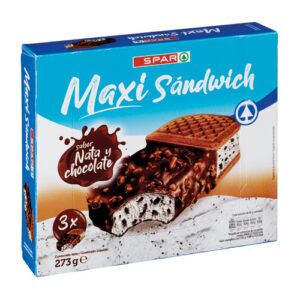 MAXI SÁNDWICH NATA Y CHOCOLATE SPAR 3 UND. 91 GRS.